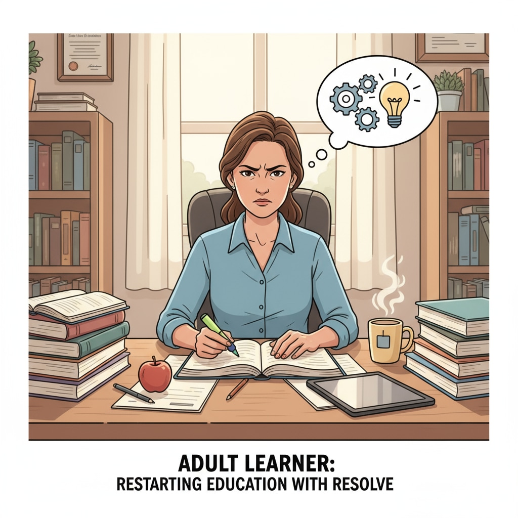 Adult learner ready to restart education for degree completion, credit transfer, and continuing education