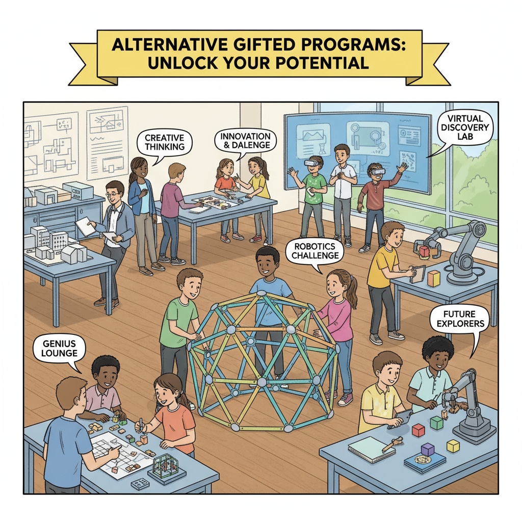 Students actively participating in an educational workshop, representing the learning opportunities provided by alternative gifted programs. Gifted students engaging in an alternative learning activity similar to Duke TIP offerings.