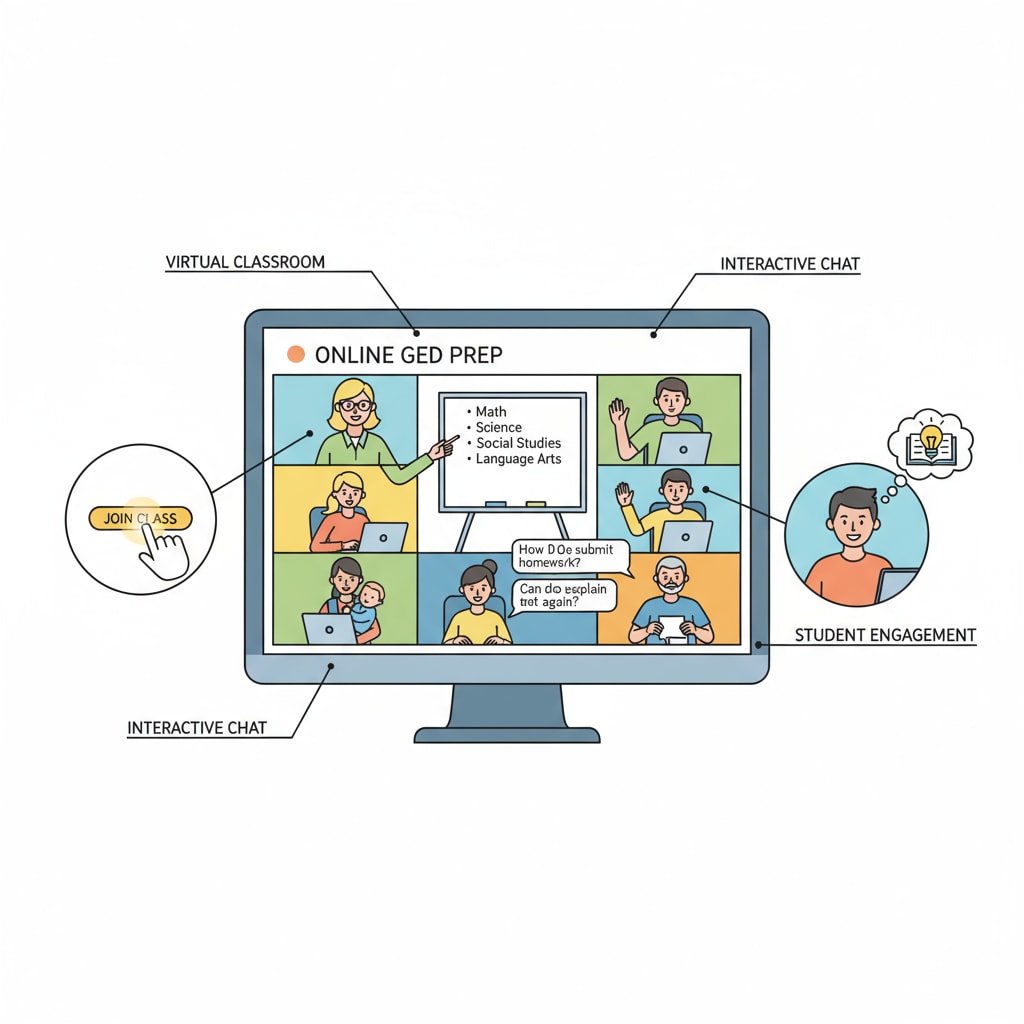 Online GED courses in session with students actively participating