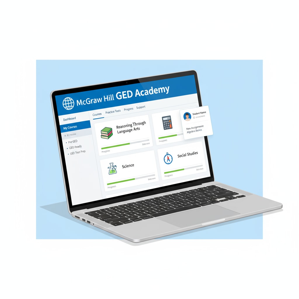 Student accessing McGraw-Hill Education GED Academy online platform