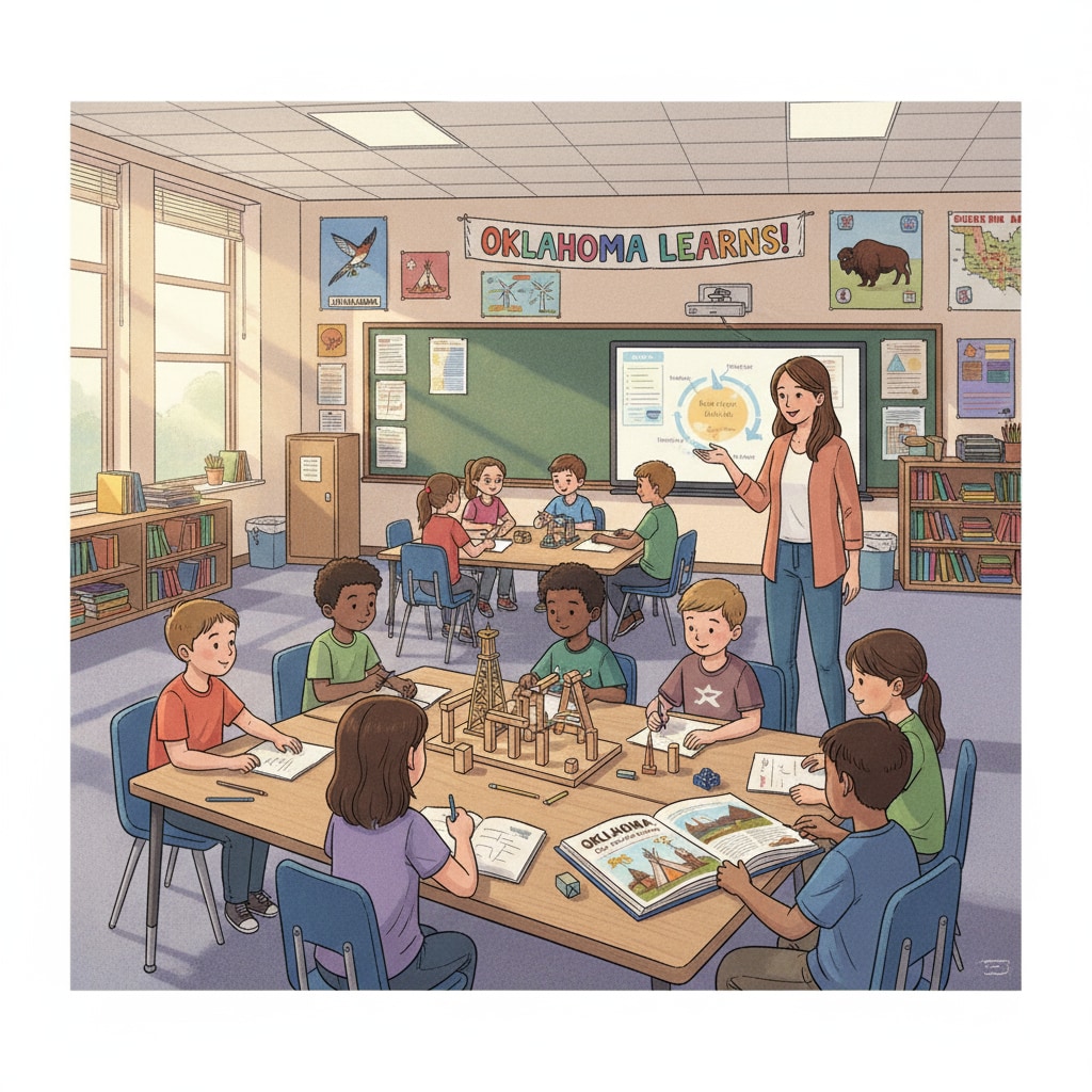 A classroom in Oklahoma, part of the education evaluation in Oklahoma and Arkansas