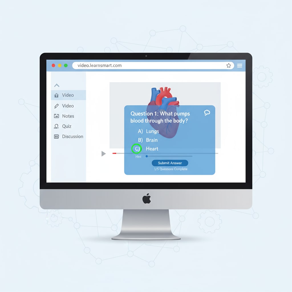 Interactive video learning browser extension tool enhancing attention