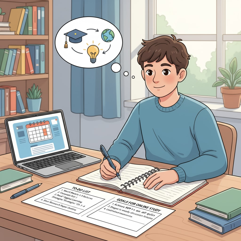 A student taking steps to overcome self-motivation issues in online degree learning