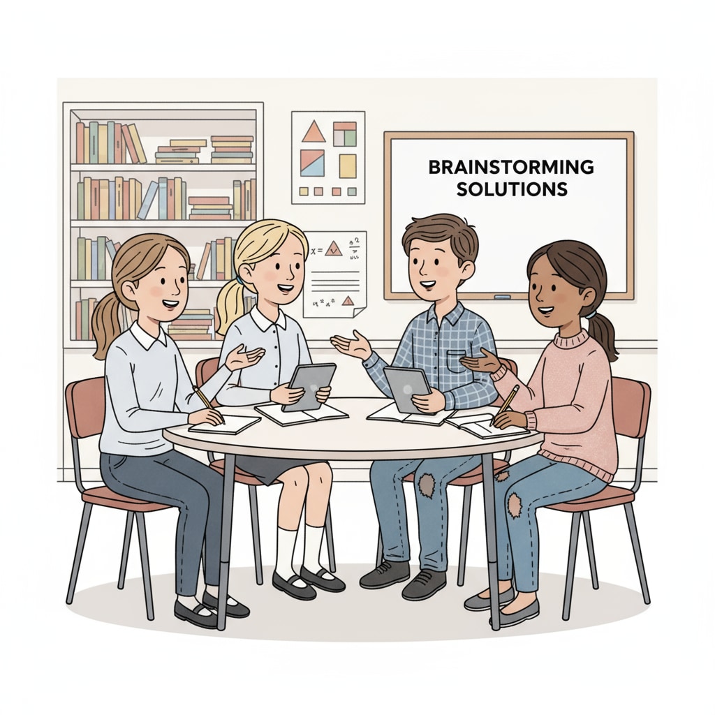 Classroom scene of privileged and economically disadvantaged students interacting in an educational environment