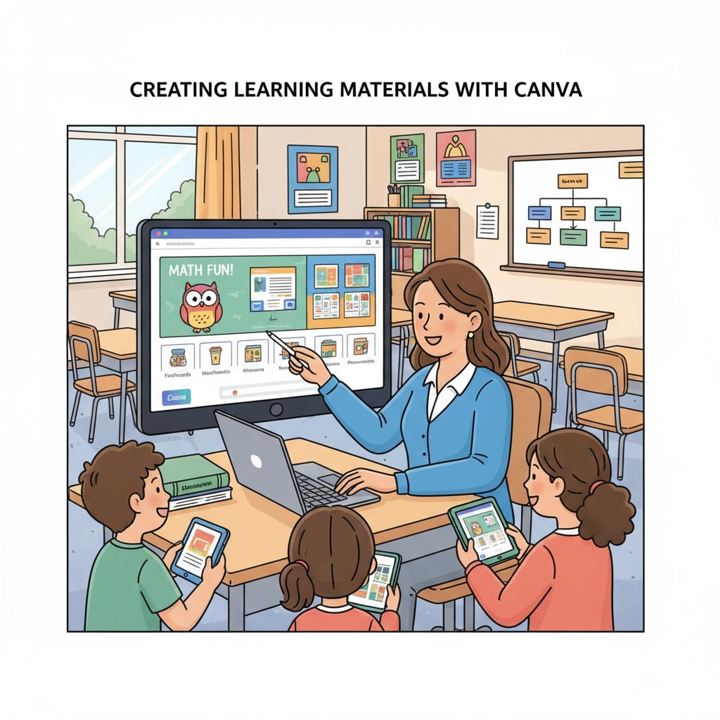 A teacher using Canva for K-12 educational resources creation