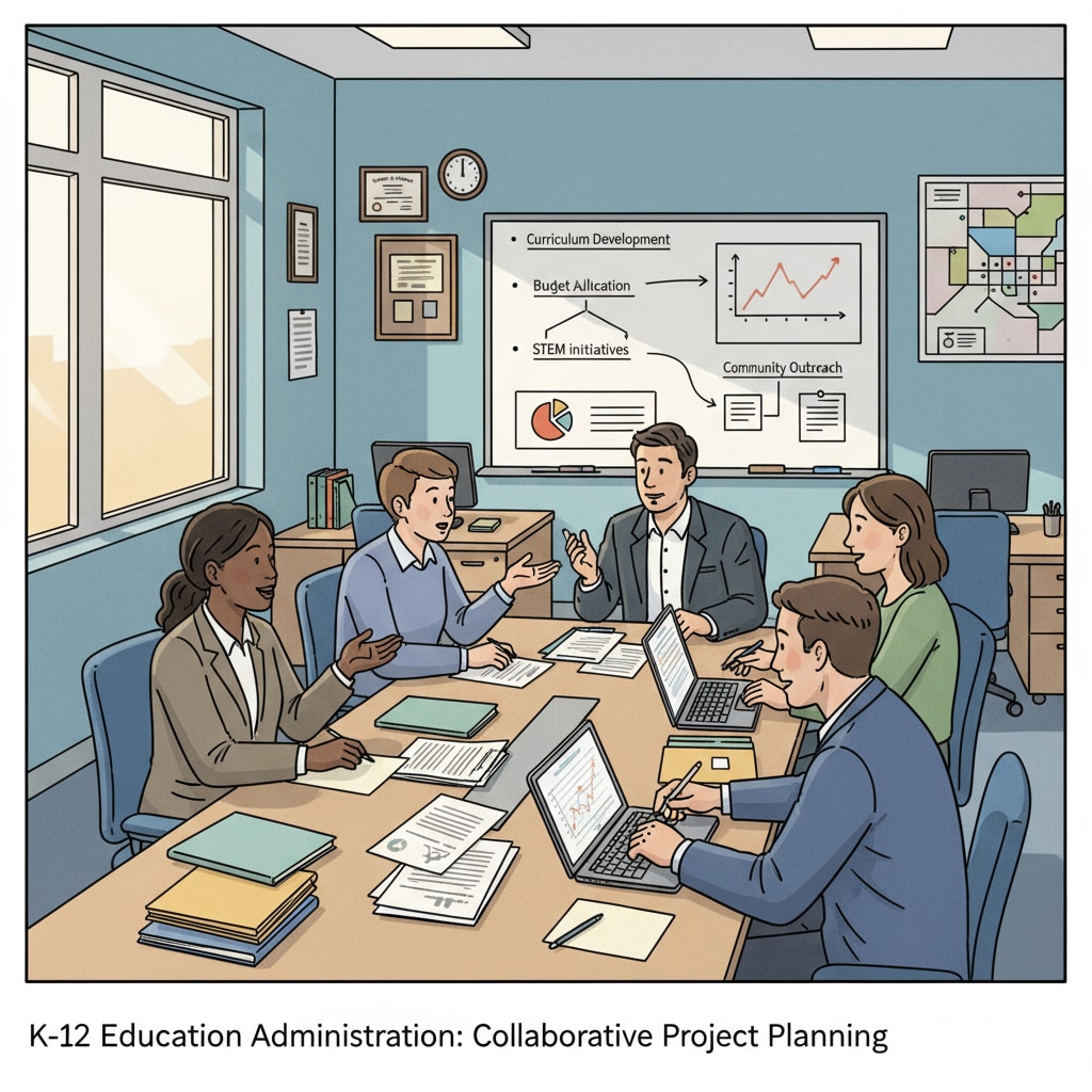 Administrative work scene in K12 education related to education profession non-teaching positions career development