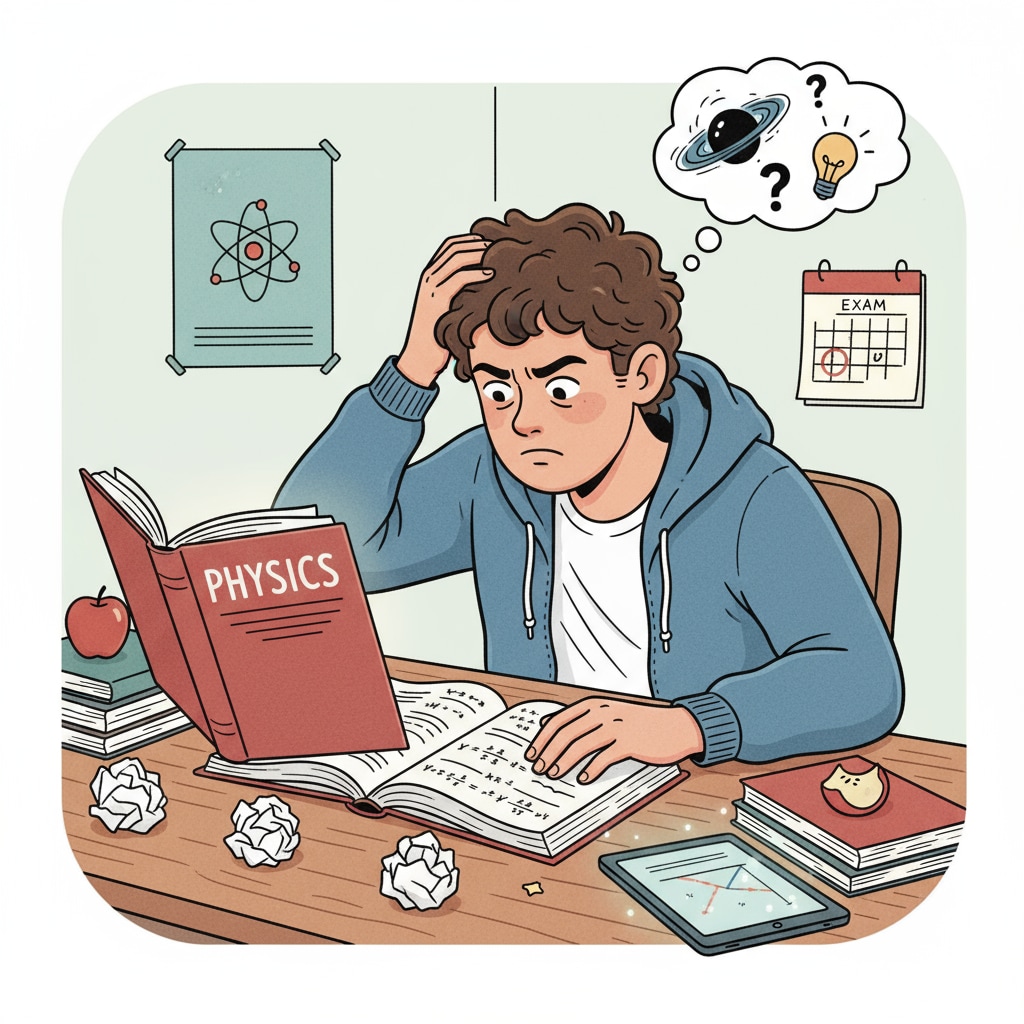 A confused K12 student while studying showing signs of insufficient exam preparation