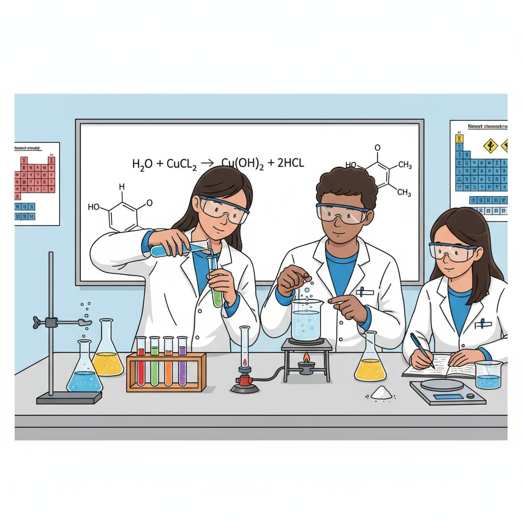 High school student conducting a chemistry experiment related to chemistry research project topic selection