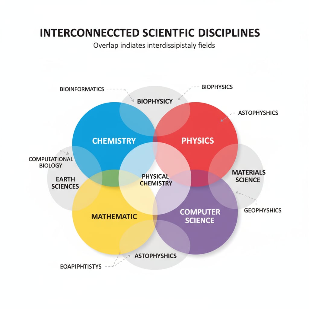 Diagram showing interdisciplinary connections relevant to high school chemistry research project topic selection