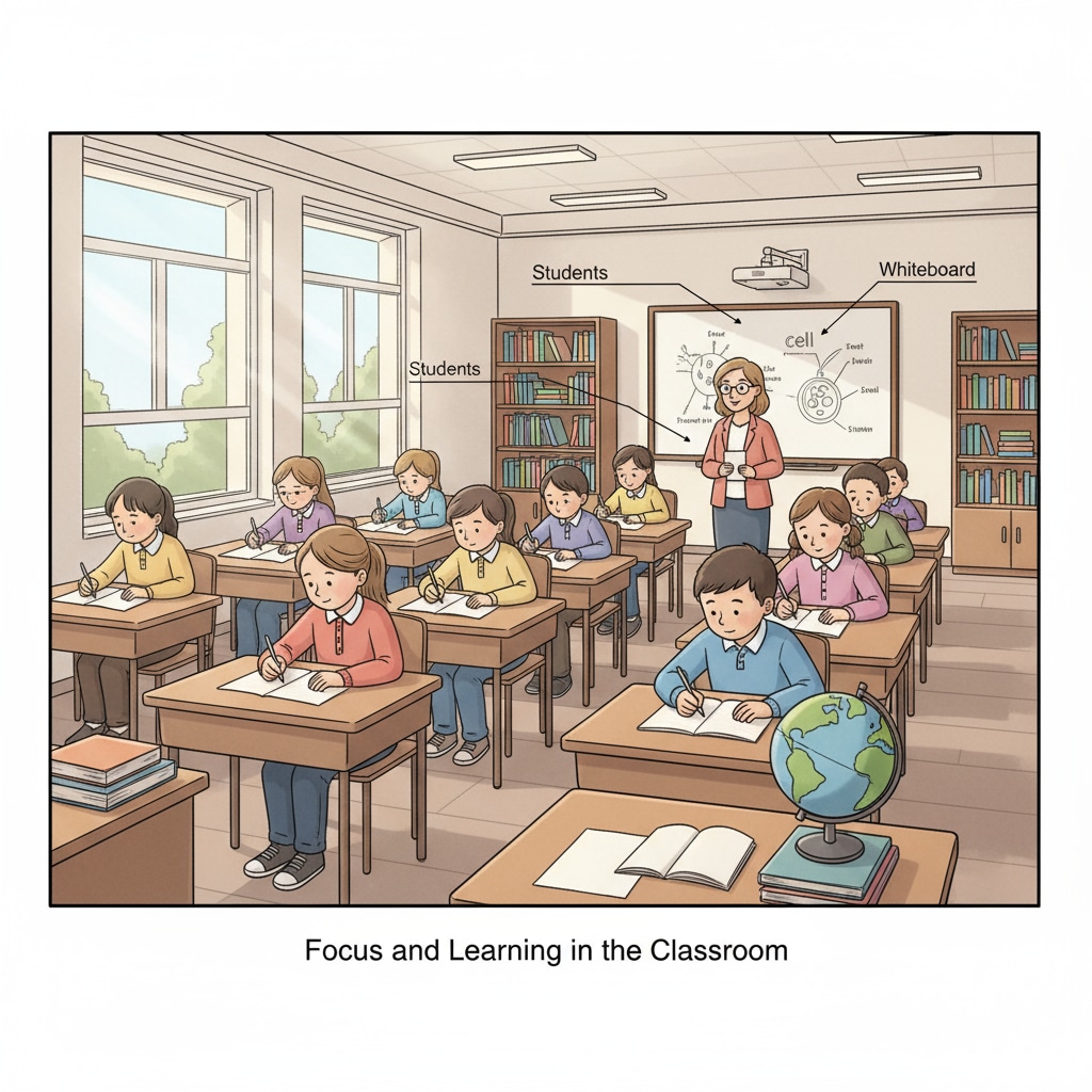 A classroom scene where students are writing with pens and paper, focusing on their learning tasks. Students engaged in pen-and-paper learning in a Swedish classroom