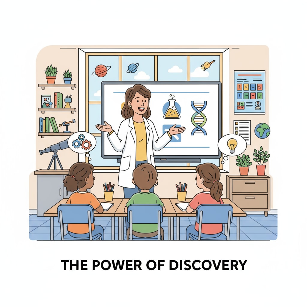 An image of a science teacher telling a story about scientific discovery to students A science teacher using storytelling for identity and personal transformation in students