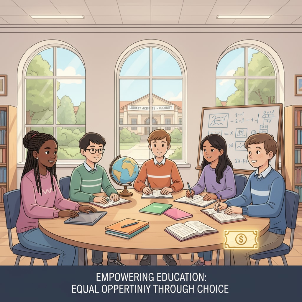 Students from different backgrounds enjoying education choices due to the voucher system