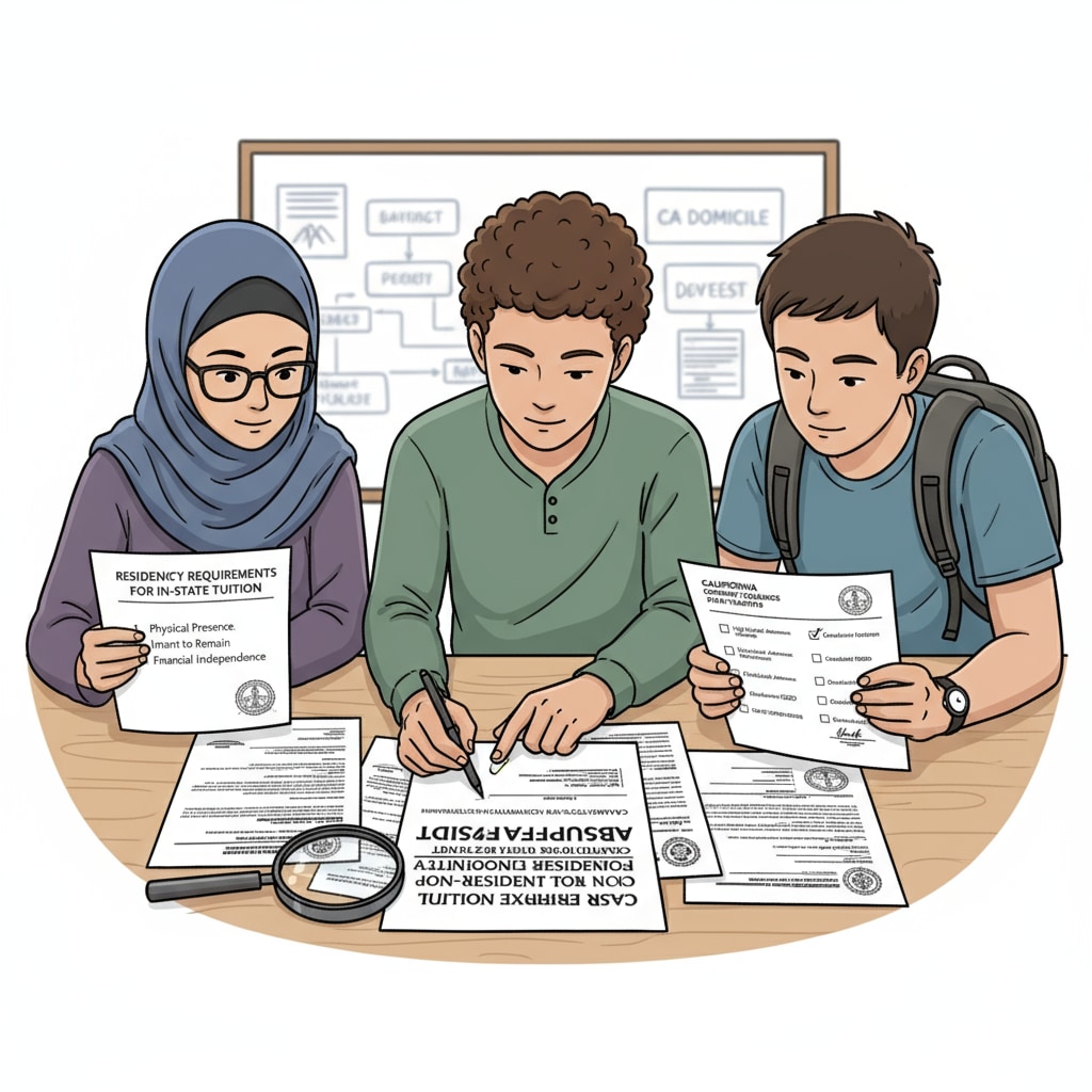 Students studying in-state tuition eligibility documents at California community colleges