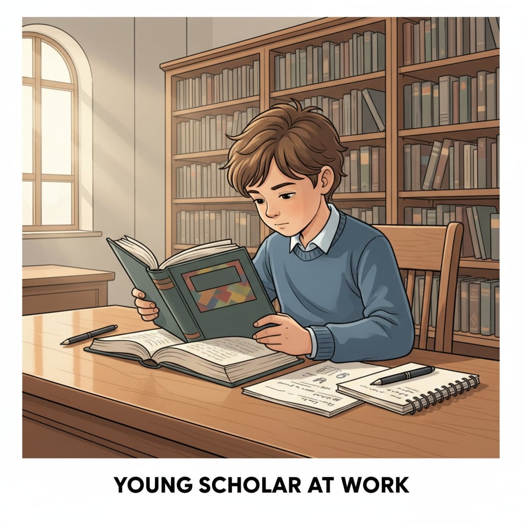 A student is sitting at a desk in the library, concentrating on reading a book, with a pen and notebook beside him. A student studying independently to avoid problems of university credit, incomplete degrees, arrears, and BA degrees