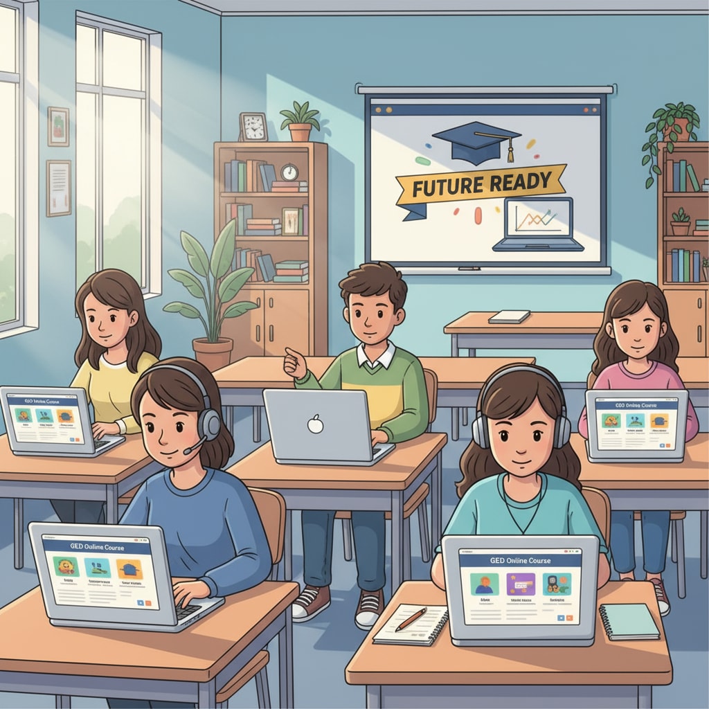 Students studying GED online courses