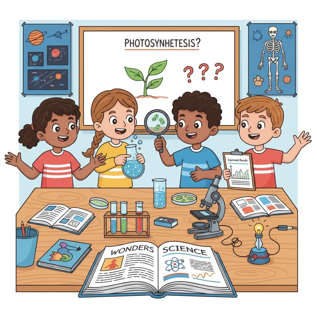 A group of kids are gathered around a table, discussing the results of a science experiment with excited expressions. Kids discussing the outcomes of a DIY science experiment, which is part of science education at home.