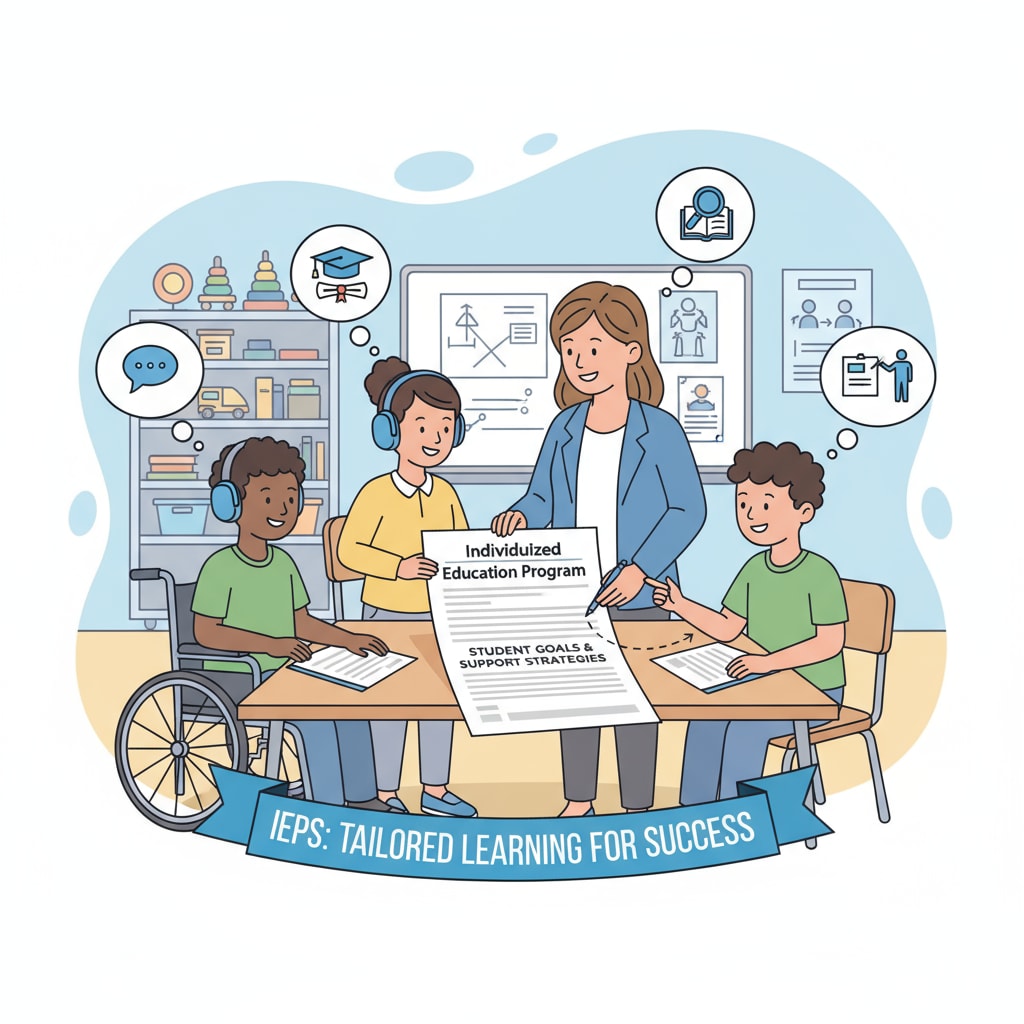 Students with special needs and an IEP discussion in a classroom
