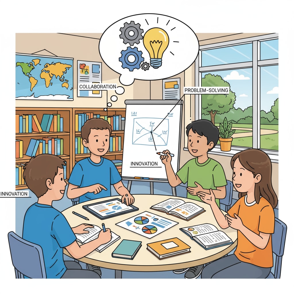 Students are working together on a group project, sharing ideas and collaborating to achieve a common goal. Students collaborating in a group project for lifelong learning, ancient wisdom, and career growth