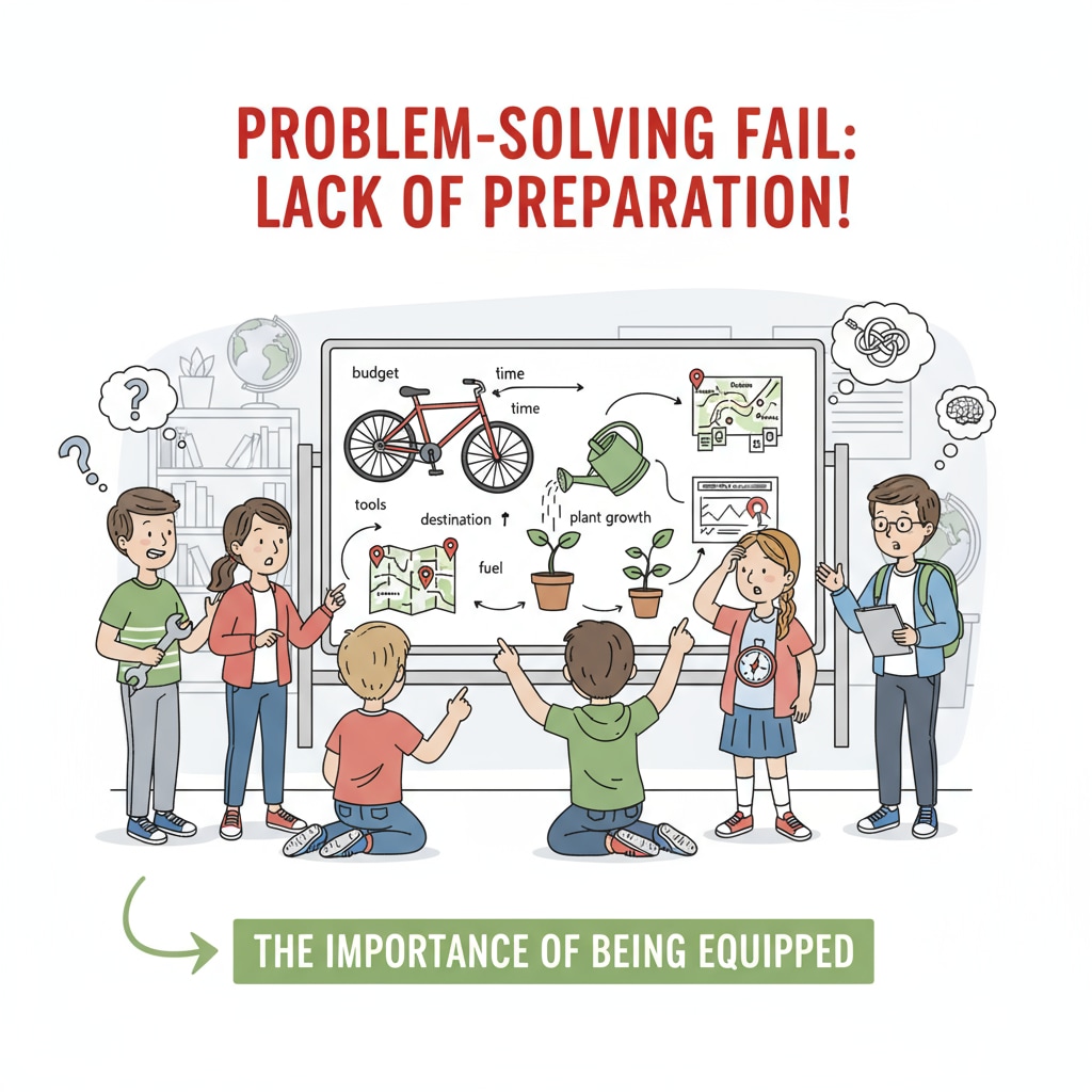 A group of students look confused as they try to solve a problem that resembles a real - world scenario, highlighting the need for better preparation. Students facing difficulties in solving real - world problems, emphasizing school's responsibility in student preparedness