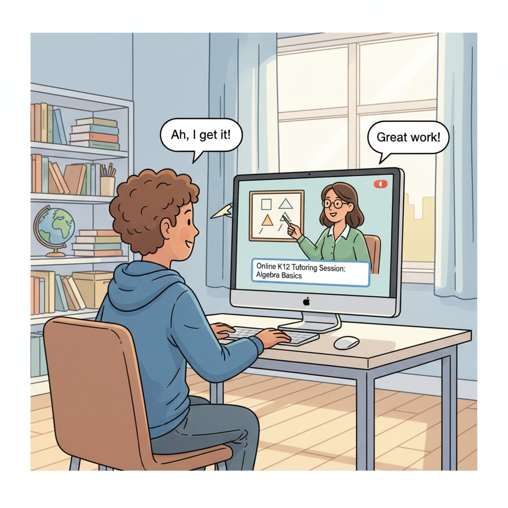 Student in an online K12 tutoring session, emphasizing the trust element in online tutoring.