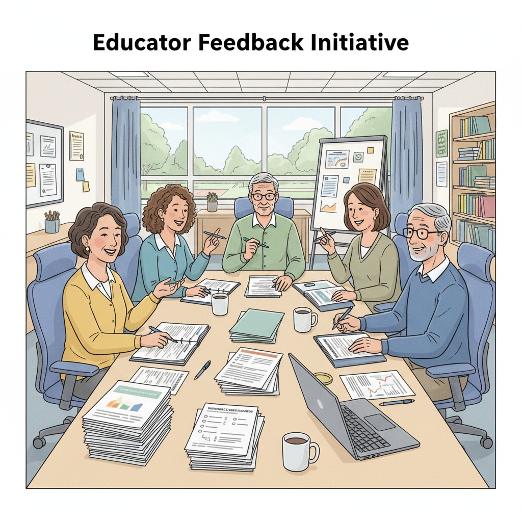 A group of teachers are sitting around a table, discussing and filling out a questionnaire about their working conditions. Teachers filling out a questionnaire on working conditions for thesis research