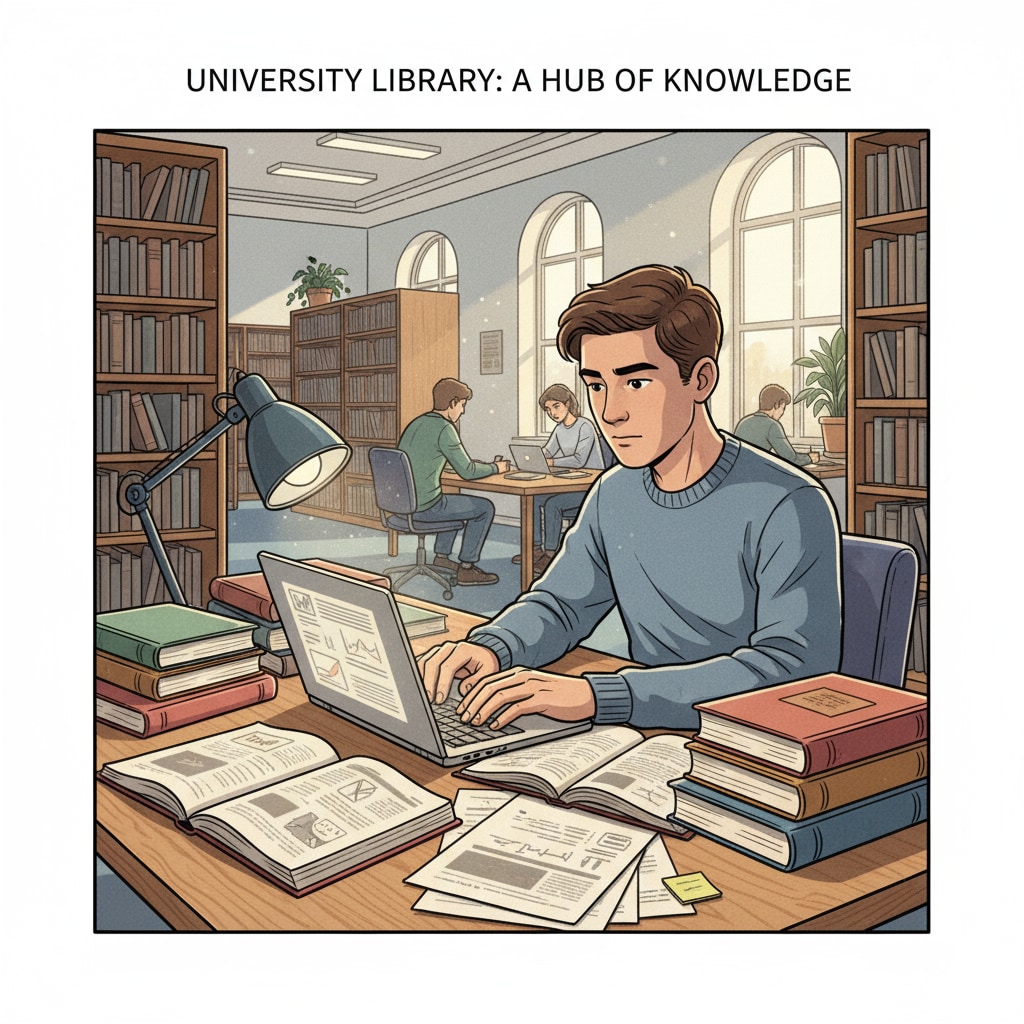 A student focusing on studies while considering the path of pursuing a master's degree as part of career planning and employment choices.