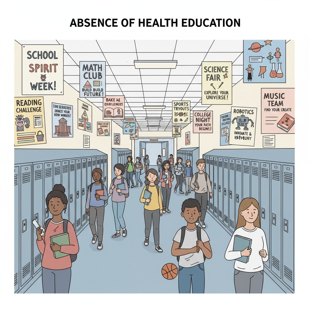 Absence of sex education posters in a school hallway for adolescents