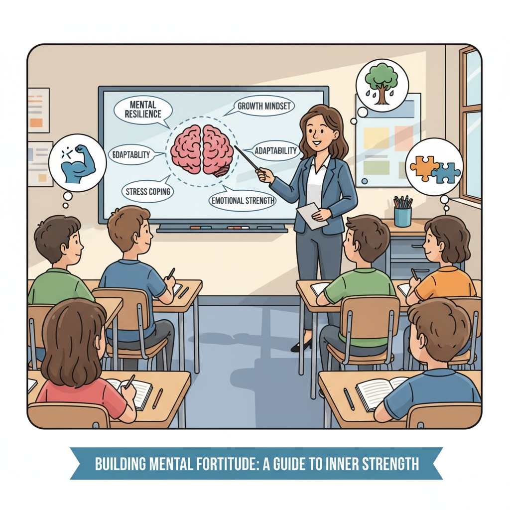 A classroom scene where students are listening intently as the teacher explains concepts related to building mental resilience. School's role in resilience education