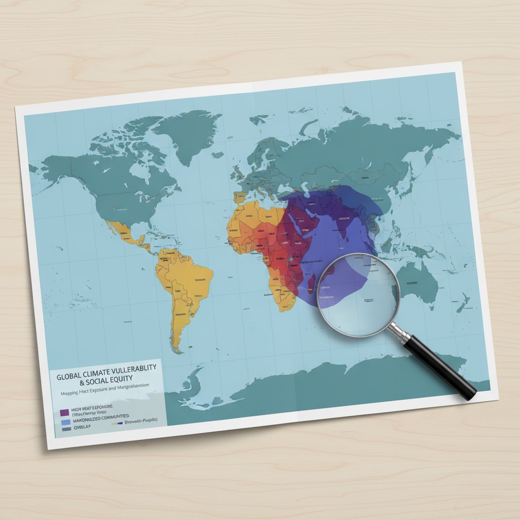 Map showing the relationship between extreme heat areas and marginalized communities.