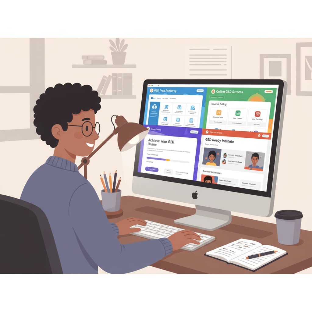 A person exploring GED online course websites