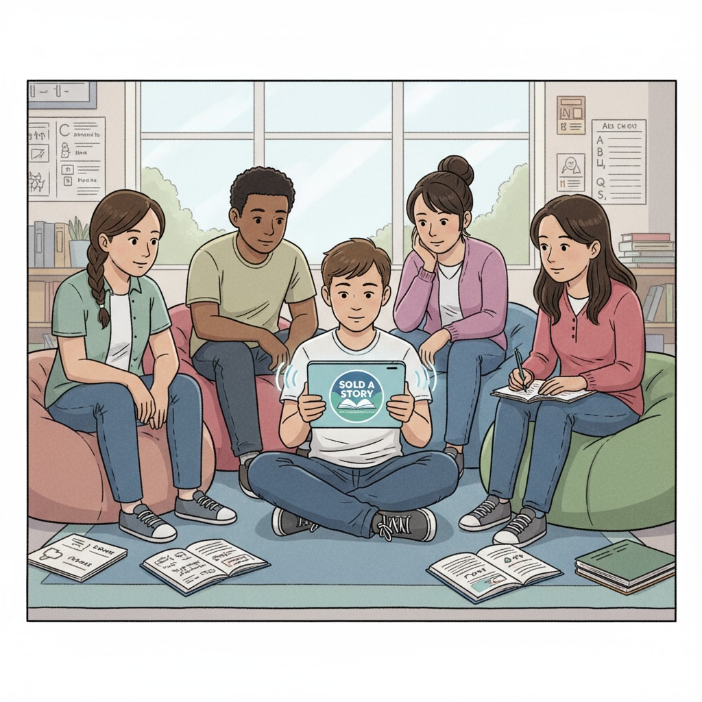 Students listening to a podcast about reading instruction, highlighting scientific methods and educational resources