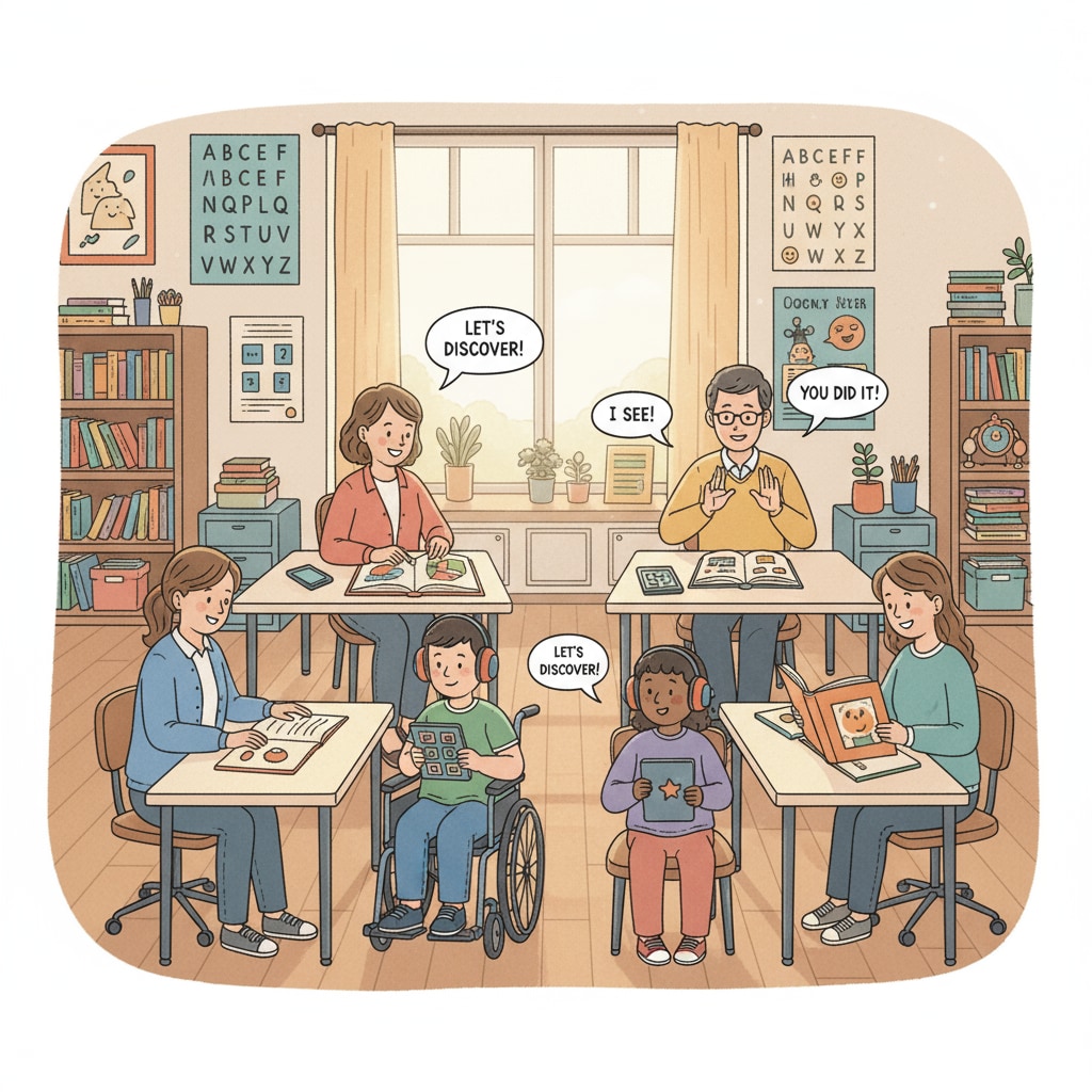 Students with special needs in a classroom, related to school enrollment, IEP, and special education.