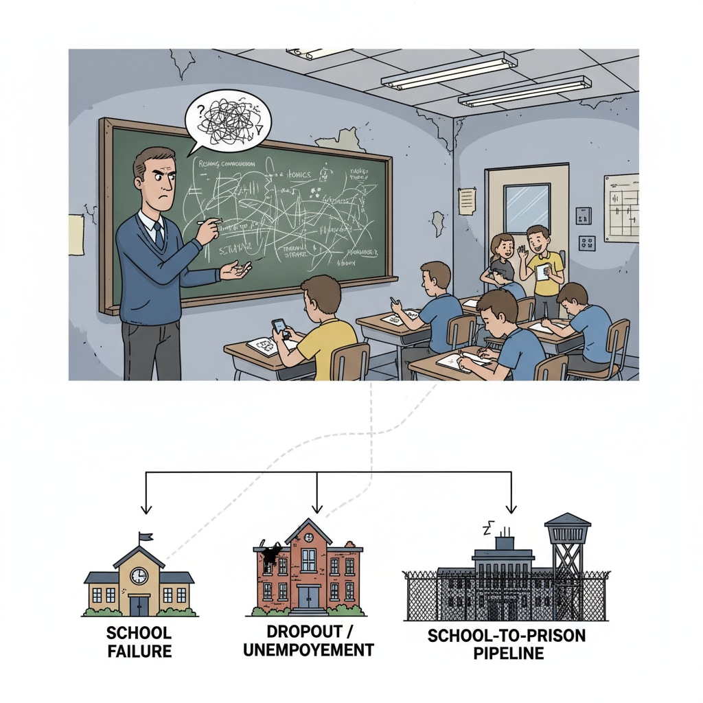 Teacher explaining reading concepts in a classroom with a connection to the school-to-prison pipeline and controversial reading pedagogy