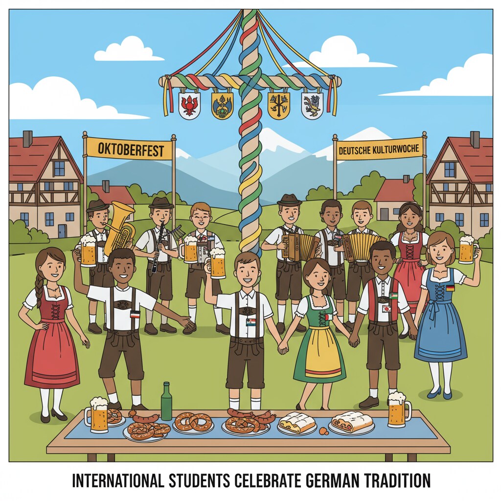 International students participating in a traditional German cultural event International students adapting to German culture during their study abroad experience