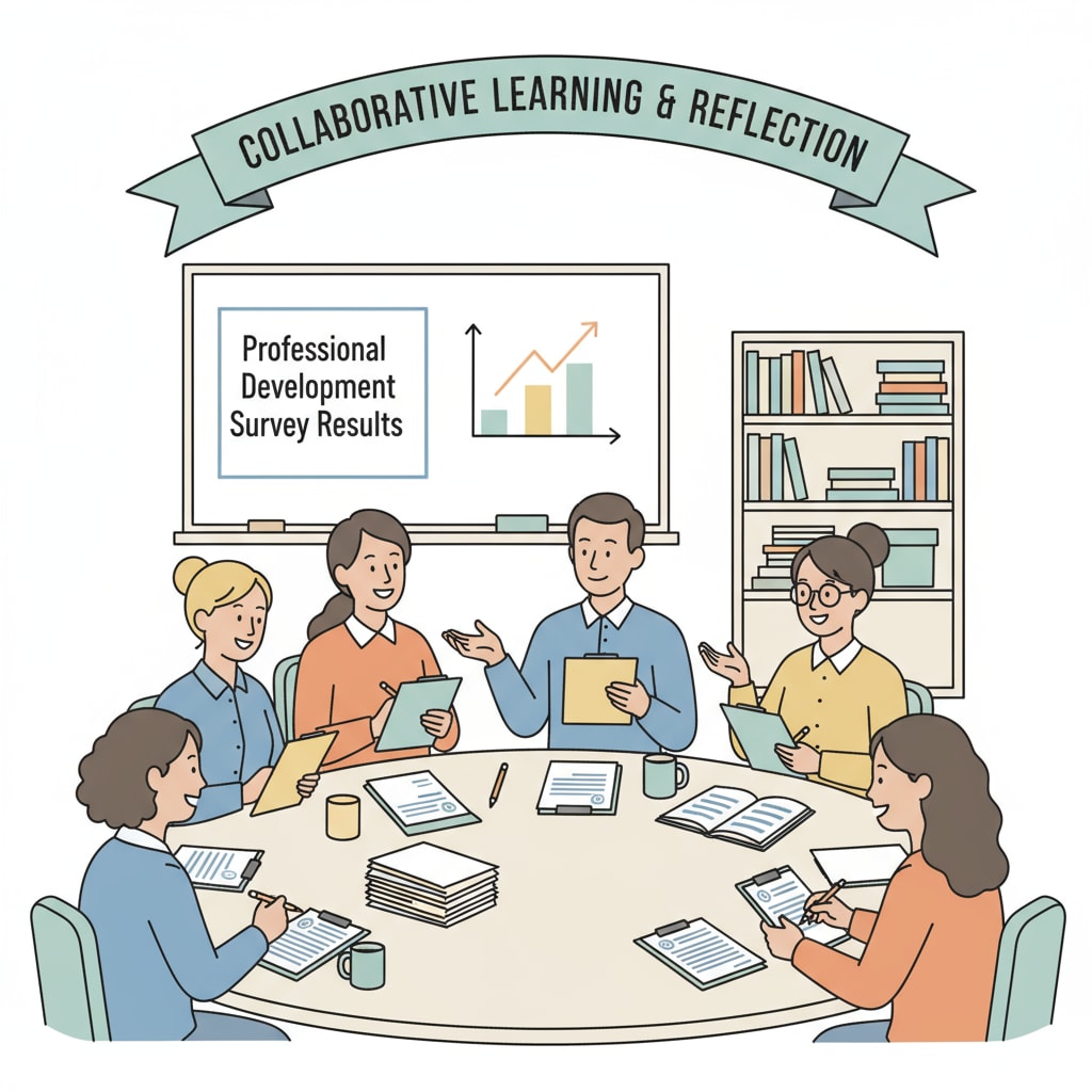 A group of PreK - 12 teachers are sitting around a table, engaged in a discussion while filling out questionnaires. Some are writing, while others are sharing their thoughts. PreK - 12 teachers participating in the working conditions questionnaire pilot test
