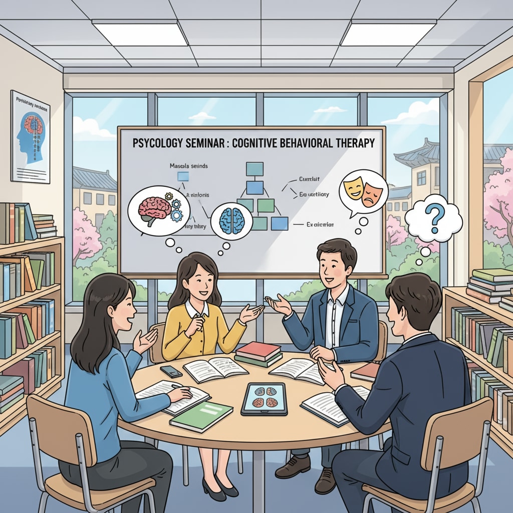 A group of students engaged in a discussion in a classroom in an Asian university, representing the academic environment for studying psychology. Transgender teens studying psychology in an Asian university classroom
