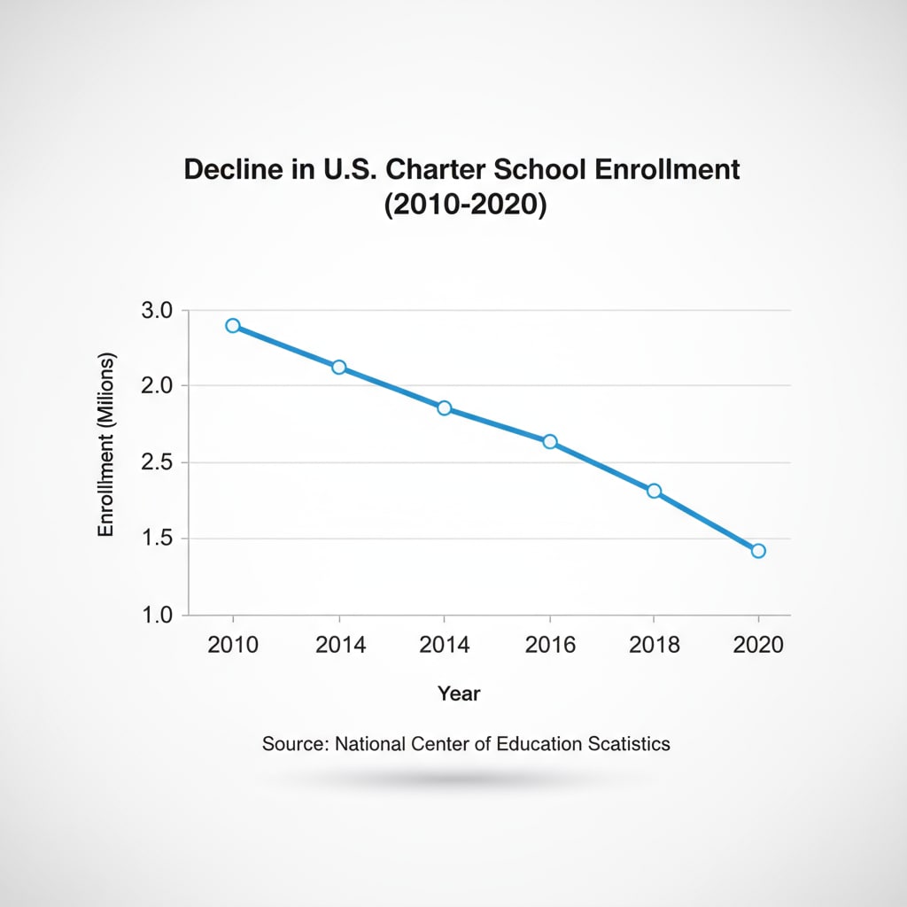 Graph depicting the enrollment decline in charter schools related to recruitment and work pressure