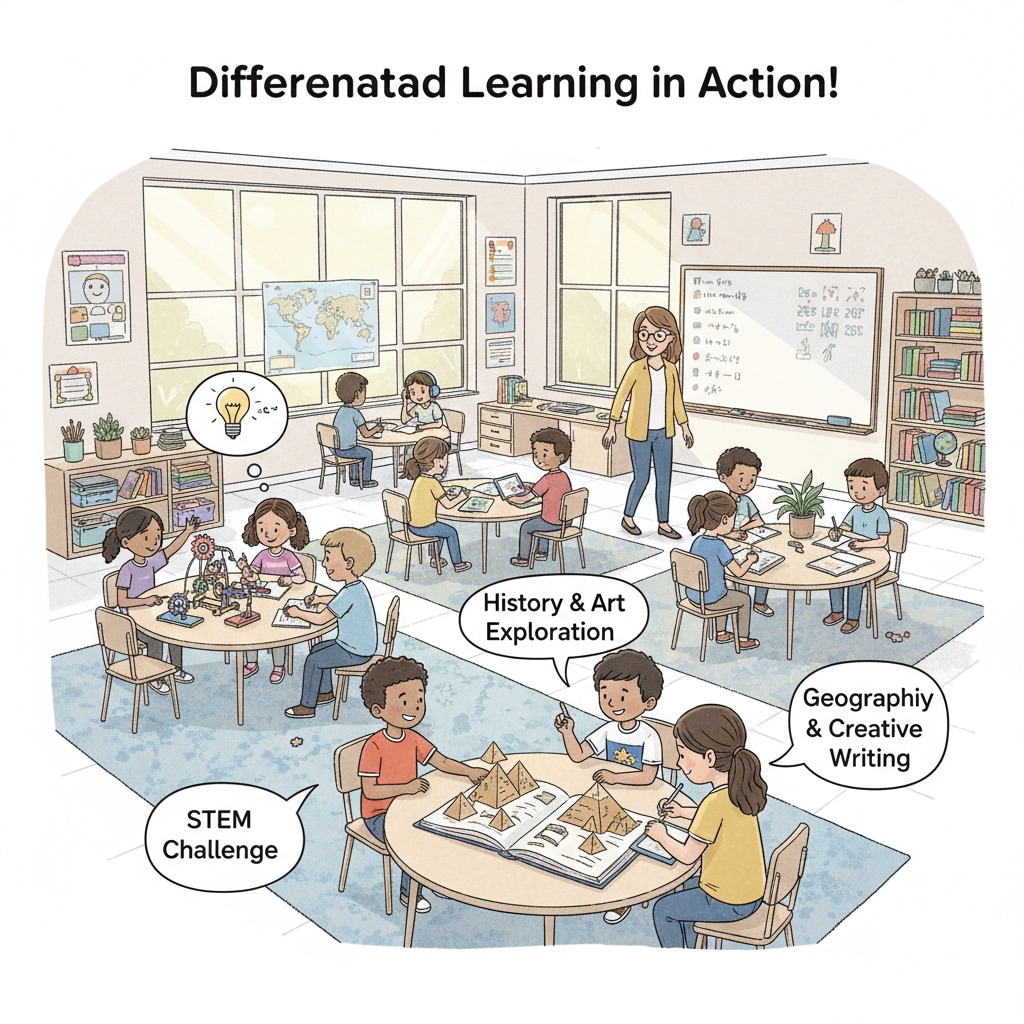 Students are divided into small groups, each focused on different learning tasks according to their abilities and interests. Flexible grouping for multi-level students in a resource class