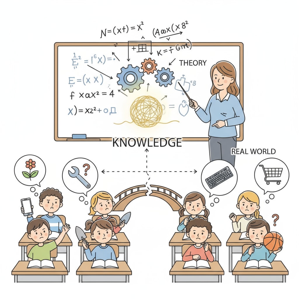 Classroom scene showing the disconnect between school education and real-life challenges