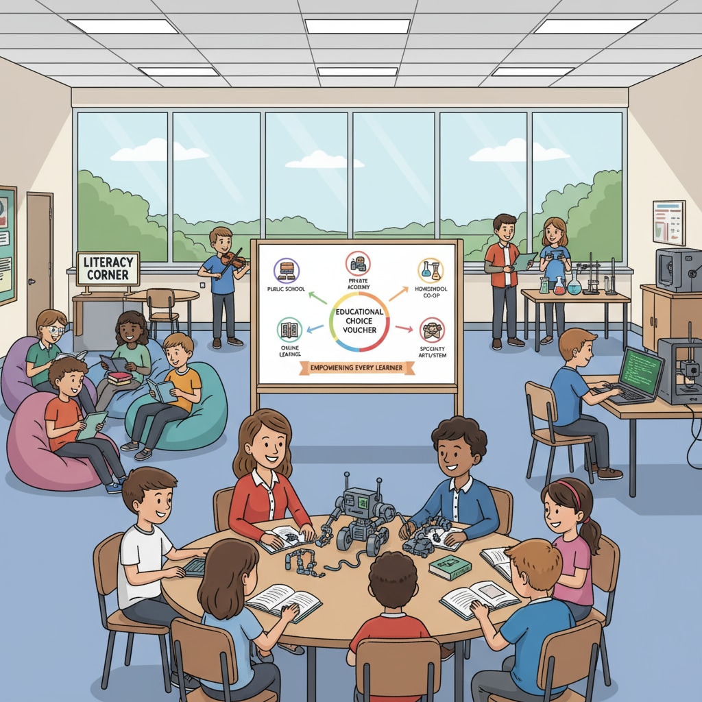Students in a classroom with educational opportunities provided by the voucher system