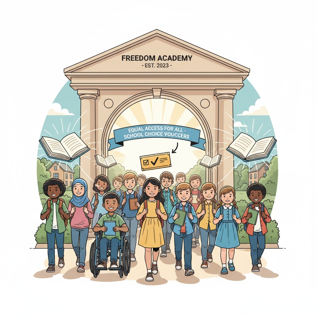 Diverse students accessing education with the voucher system