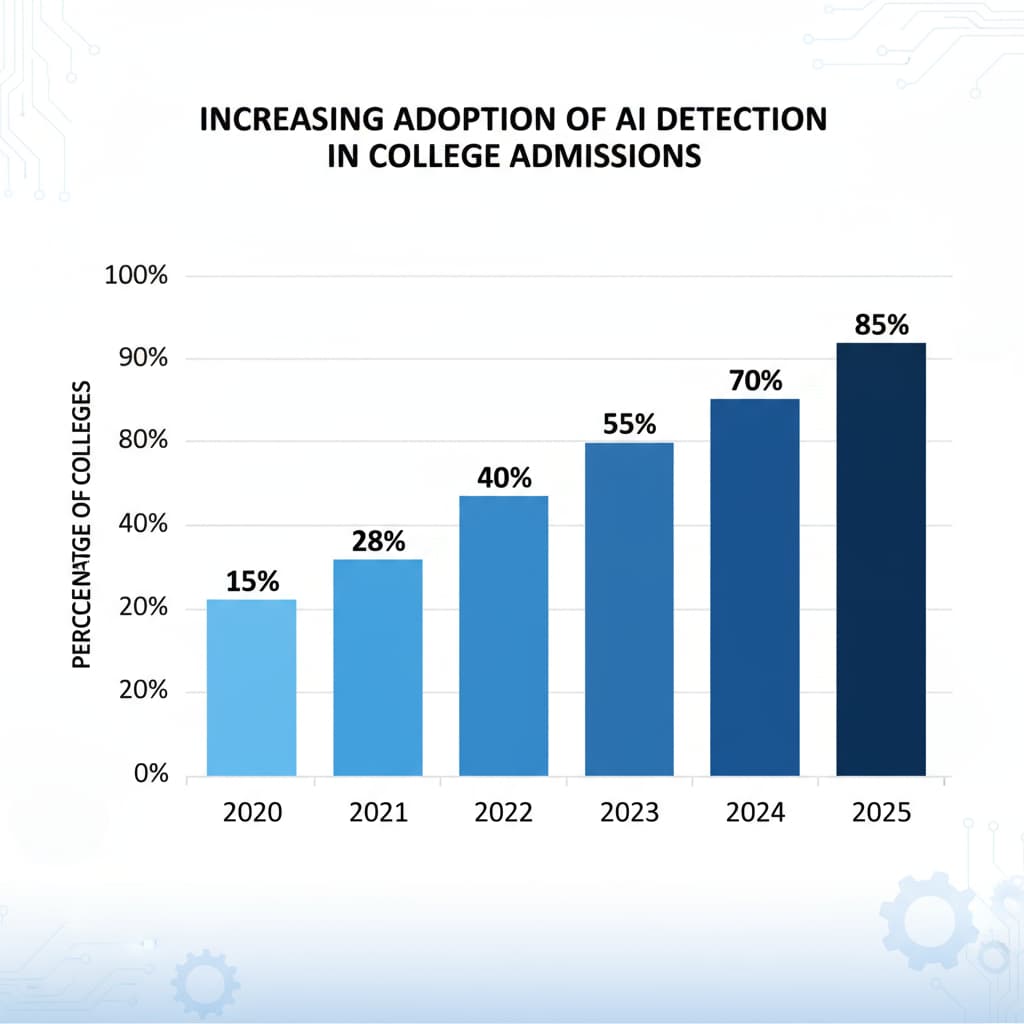 Graph depicting the rise of AI detection tool use in college admissions