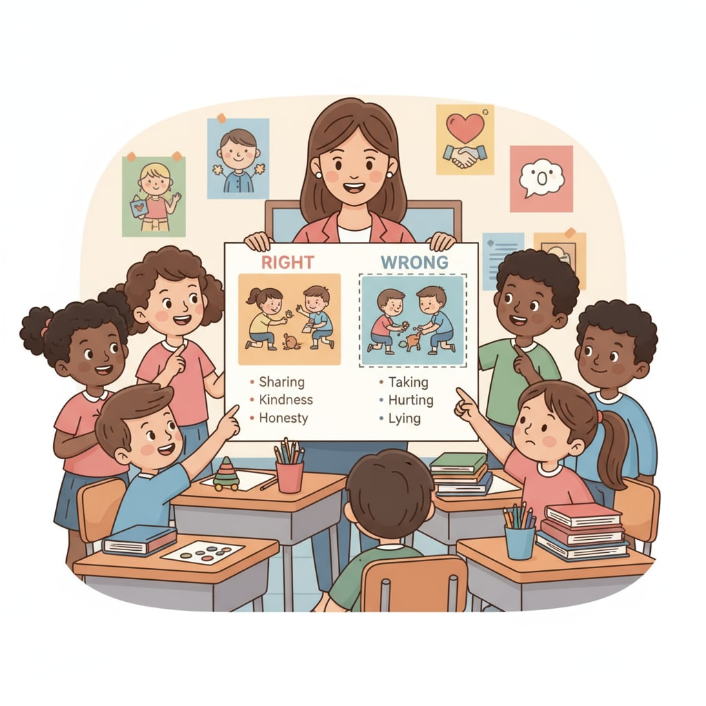 A K12 teacher explaining moral concepts as part of the proposed compulsory ethical education