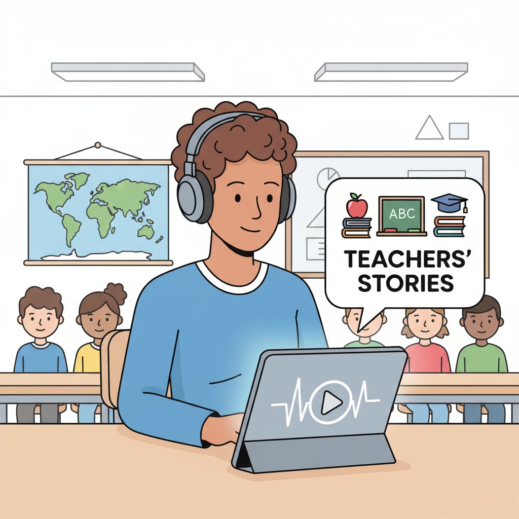 A person listening to a podcast about teachers, connected to teachers, podcasts, and gratitude.