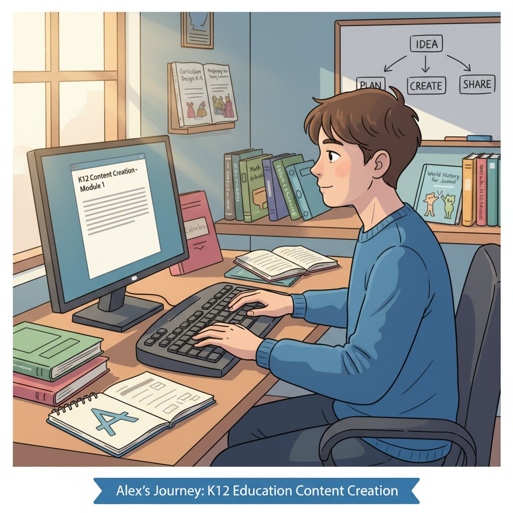 A young person starting their K12 education content creation journey
