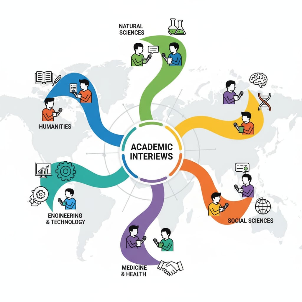 Visual display of how academic interviews bring different academic disciplines together for diversity in K12 education