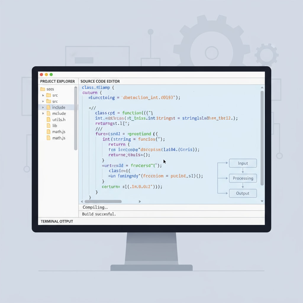 A computer screen filled with lines of code, indicating a software development environment. A computer screen showing code relevant to software engineering for math and physics students