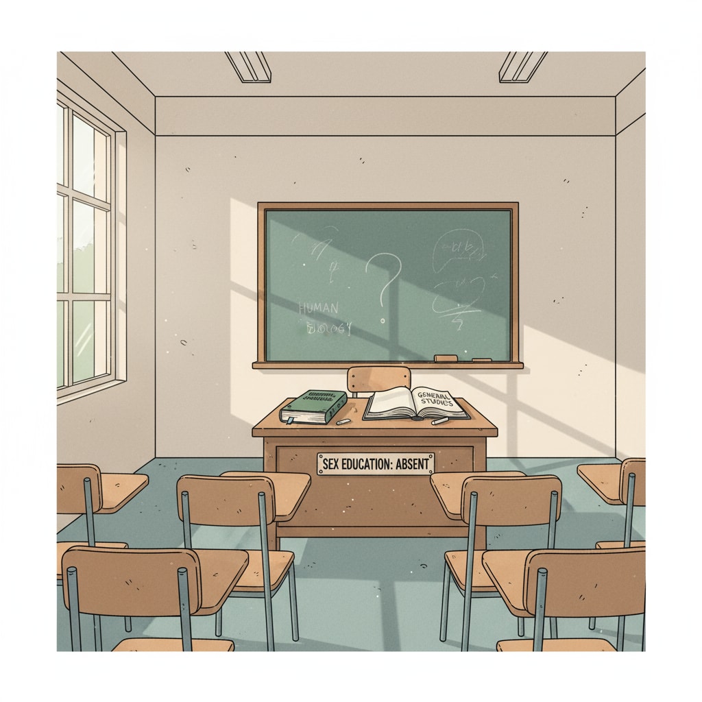 Empty classroom highlighting the lack of sex education relevant to adolescent health.