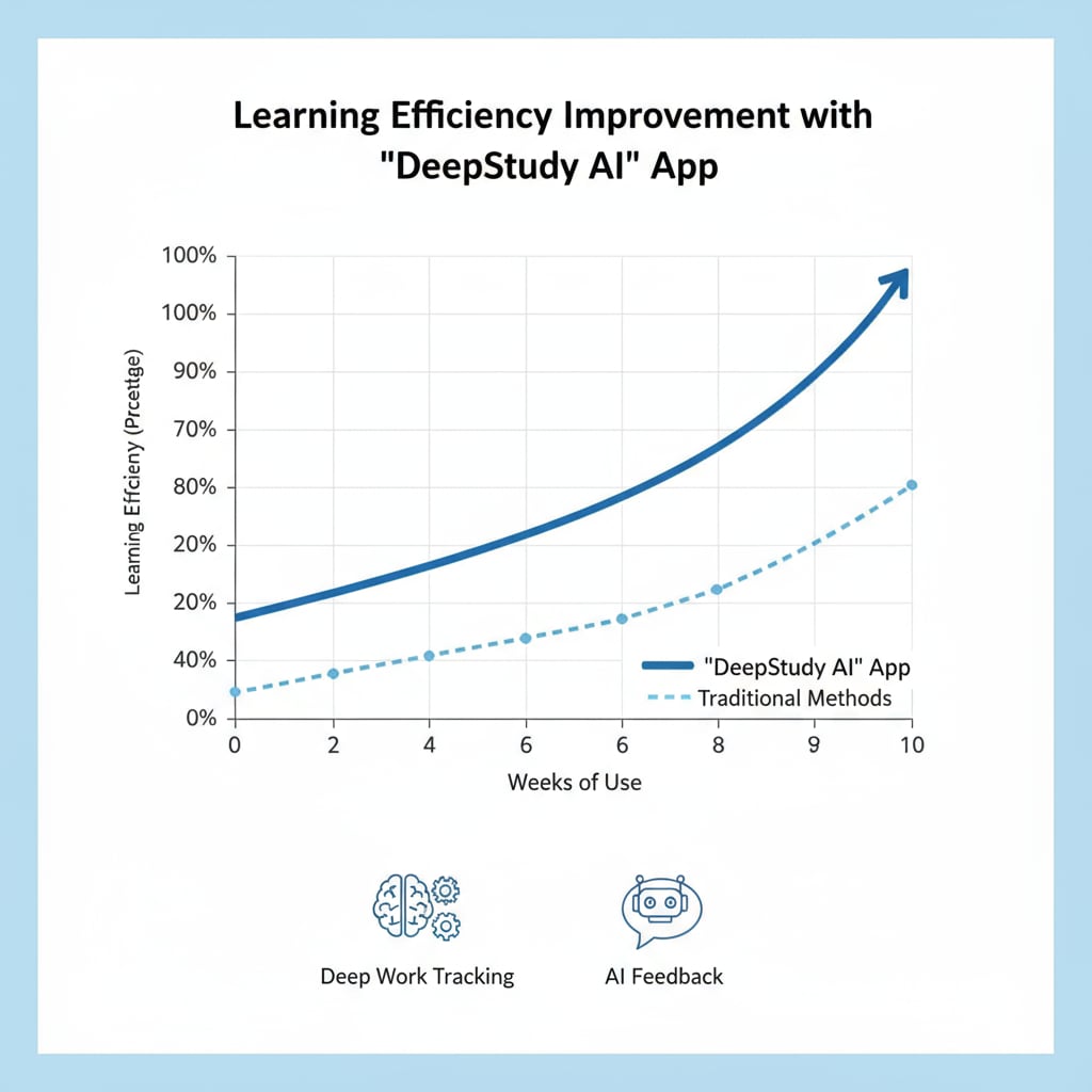 Graph showing improvement in student learning efficiency with app features