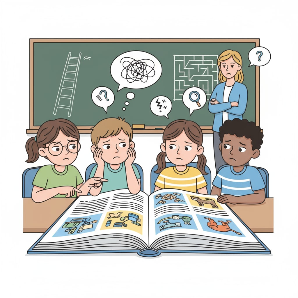 Students in a classroom facing difficulties with reading due to controversial teaching methods